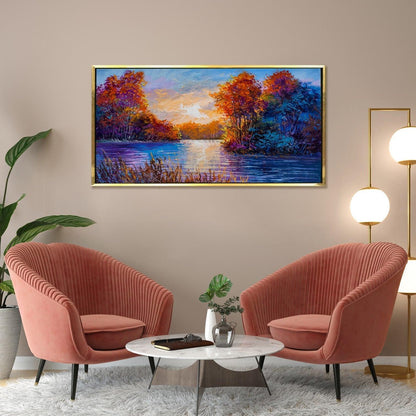 River Vastu Canvas Painting Framed For Home and Office 