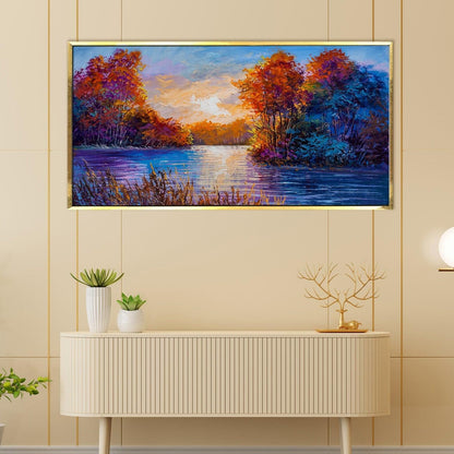 River Vastu Canvas Painting Framed For Home and Office 