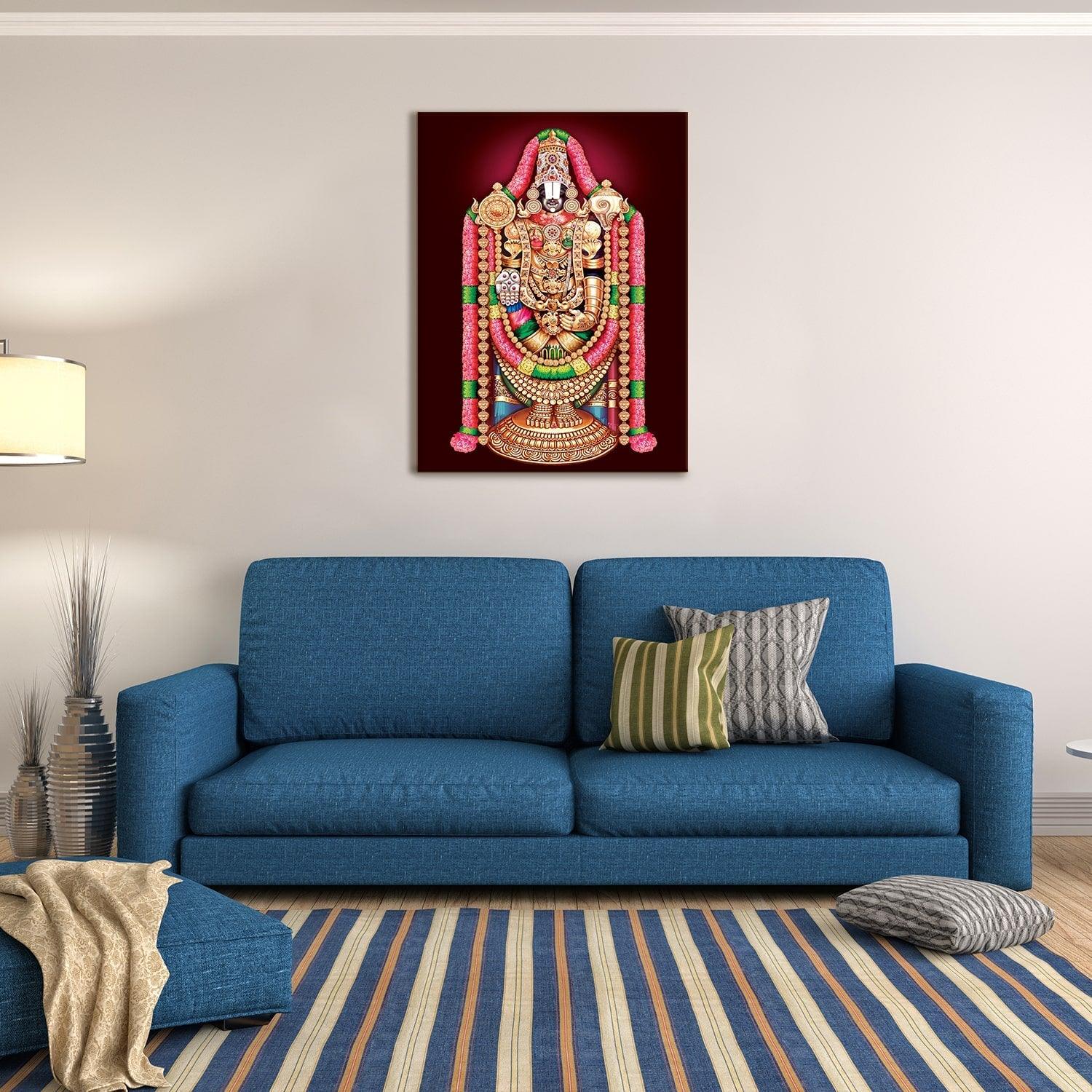 Lord Tirupati Sri Tirumala Balaji Venkateswara Canvas Painting Frame