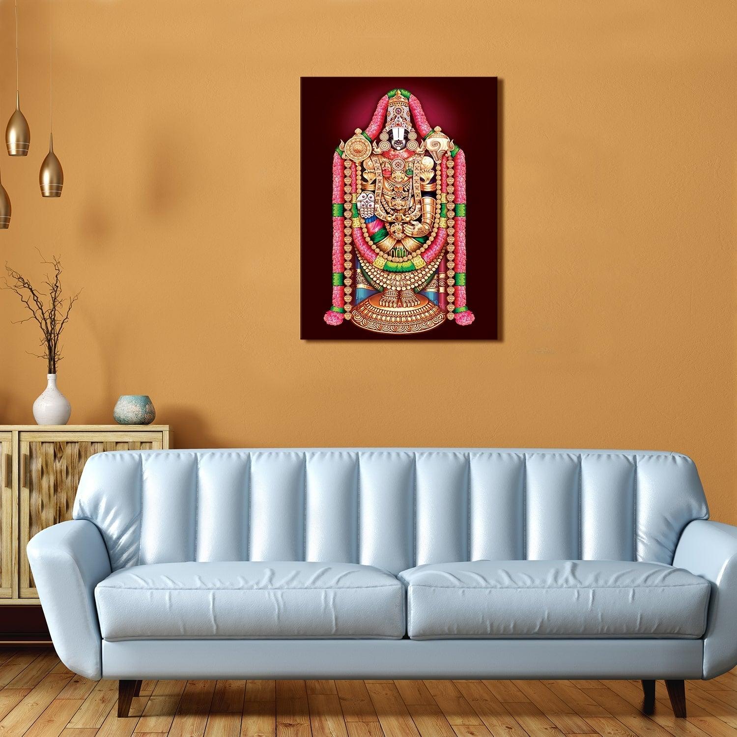 Lord Tirupati Sri Tirumala Balaji Venkateswara Canvas Painting Frame