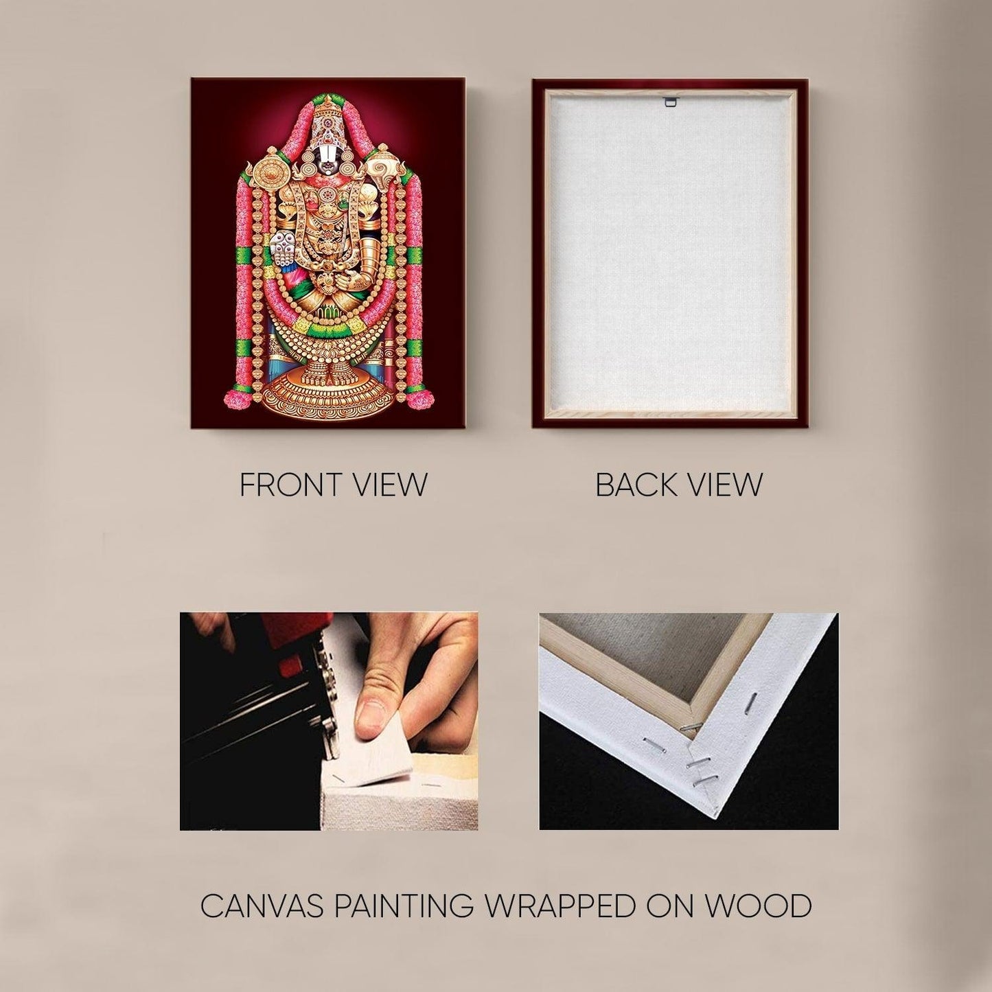 Lord Tirupati Sri Tirumala Balaji Venkateswara Canvas Painting Frame