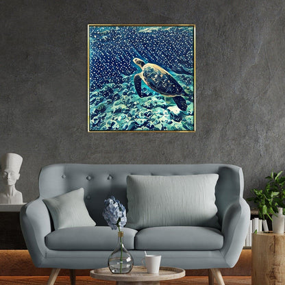 Turtle Vastu Canvas Painting Framed for Home and Office