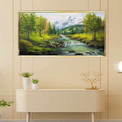 River Vastu Canvas Paintings Framed for Home and Office