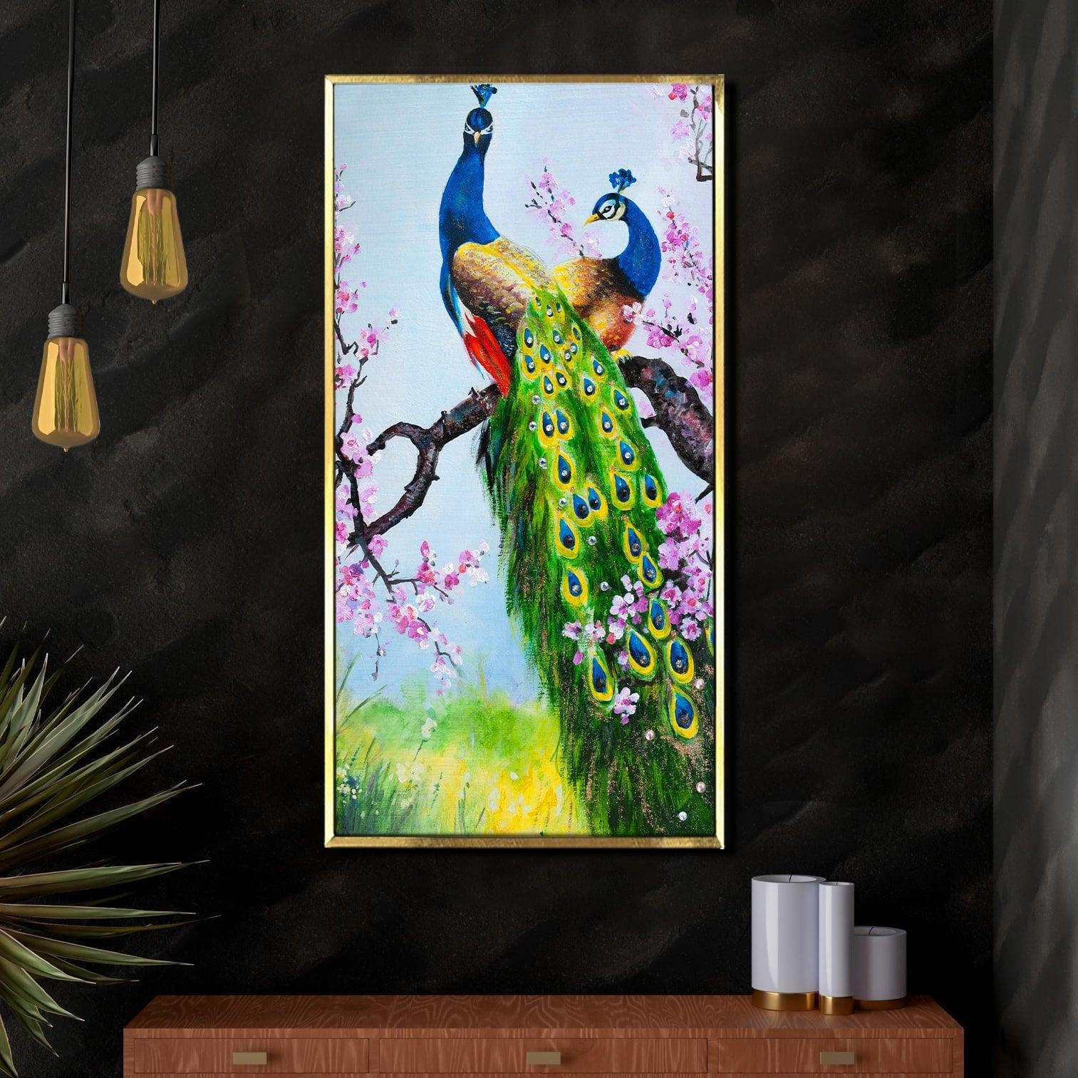 Peacock Vastu Painting Framed For Home and Office