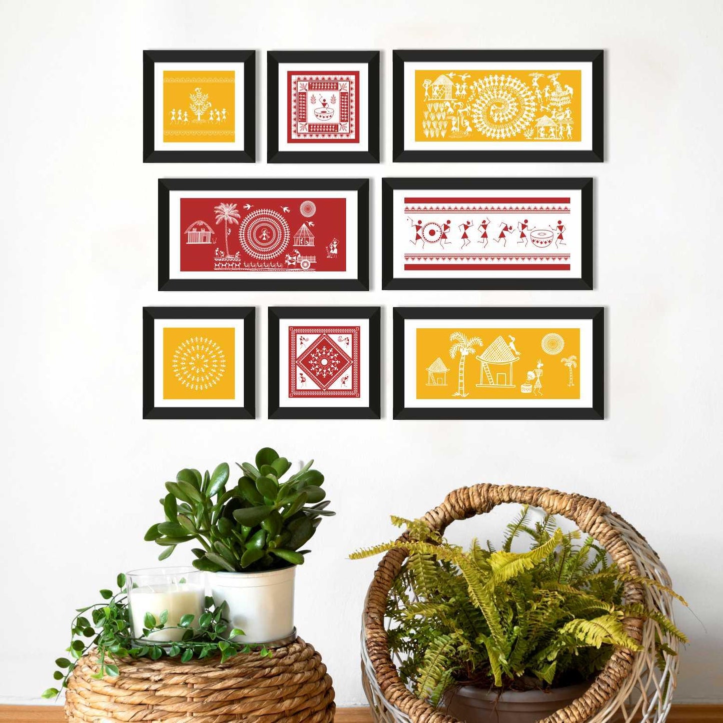 Warli Canvas Painting Framed For Living Room 