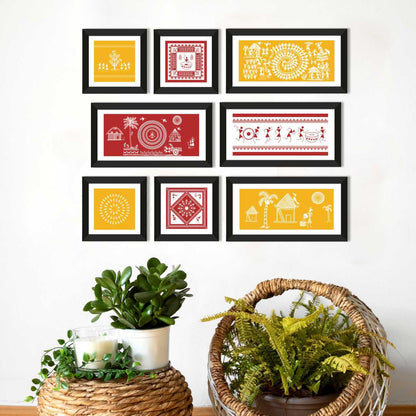 Warli Canvas Painting Framed For Living Room 