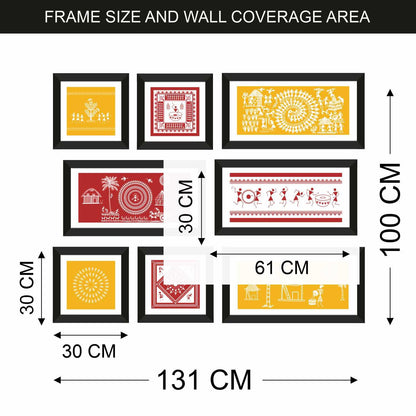 Warli Canvas Painting Framed For Living Room 