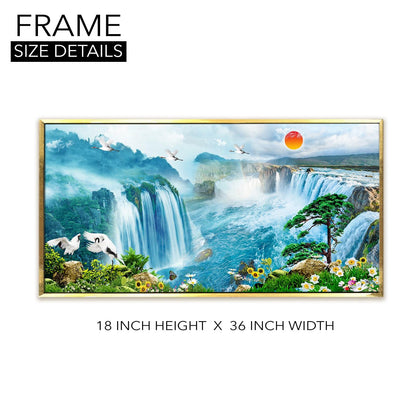Waterfall Vastu Canvas Painting Framed For Home and Office