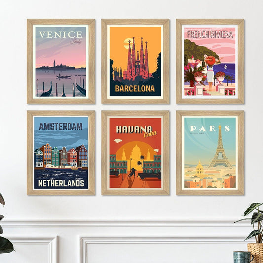 Vintage Travel Art Paintings: Enhance Your Home Décor with Framed European Masterpieces - Perfect for Living Rooms, Bedrooms, and Office Spaces (ARTFM020) - Khirki.in 