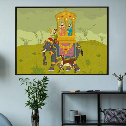 Indian Ethnic Traditional Wall Art Large Size Canvas Painting For Home and Hotels Wall Decoration. (ETHWA03)