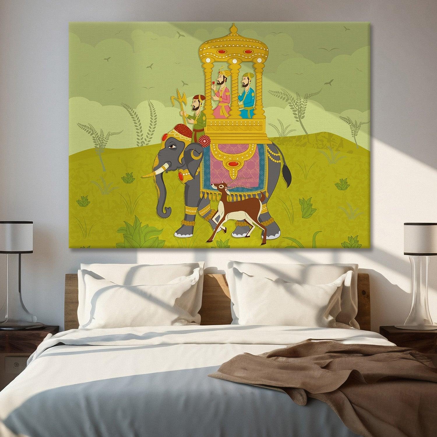 Indian Ethnic Traditional Wall Art Large Size Canvas Painting For Home and Hotels Wall Decoration. (ETHWA03)