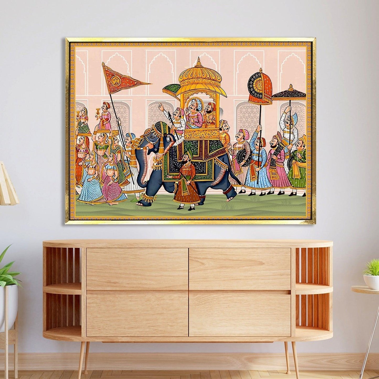 Indian Ethnic Traditional Wall Art Large Size Canvas Painting For Home and Hotels Wall Decoration. (ETHWA04)