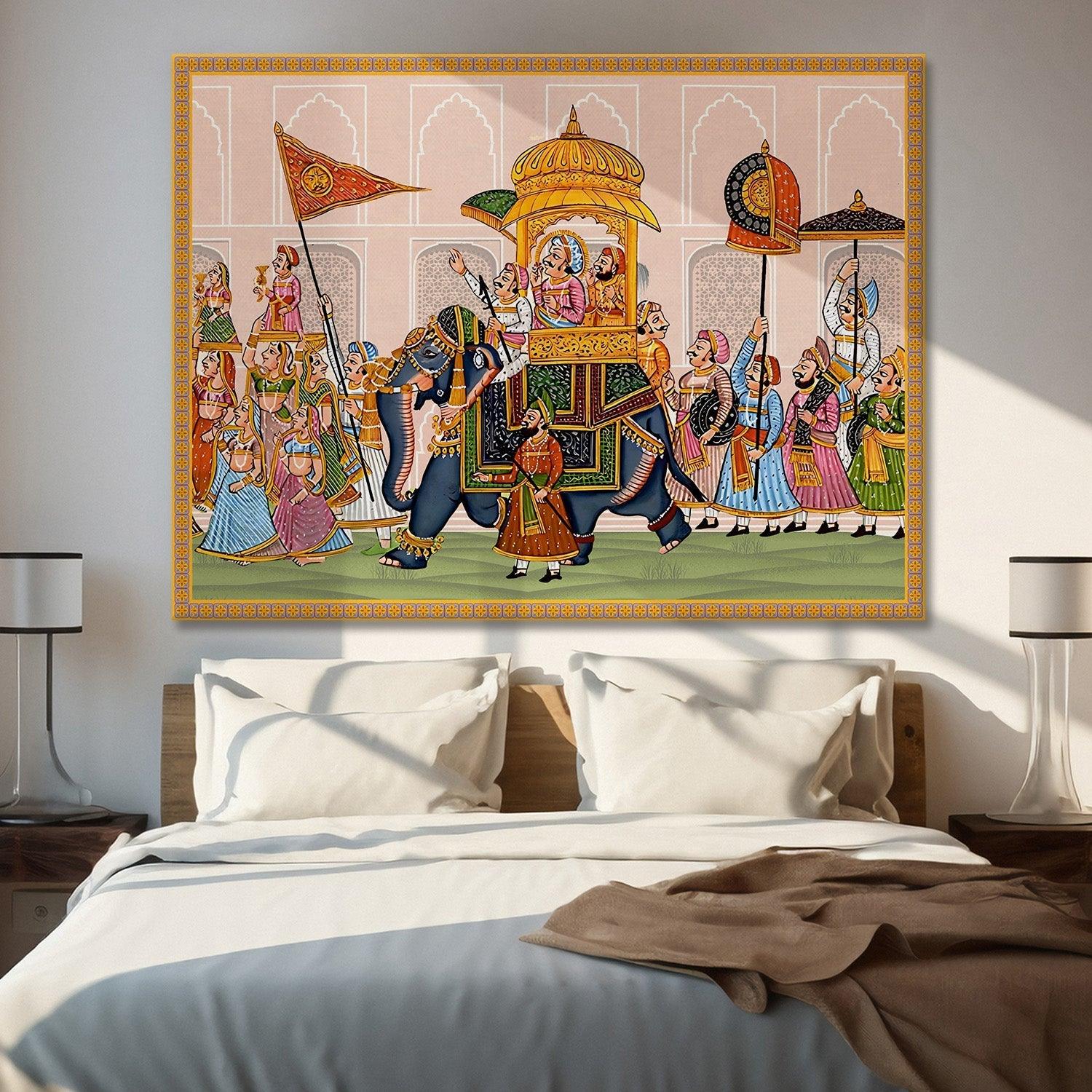 Indian Ethnic Traditional Wall Art Large Size Canvas Painting For Home and Hotels Wall Decoration. (ETHWA04)