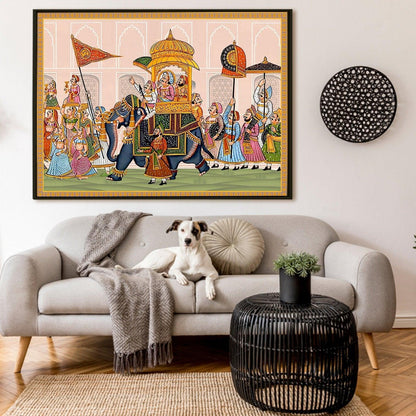 Indian Ethnic Traditional Wall Art Large Size Canvas Painting For Home and Hotels Wall Decoration. (ETHWA04)