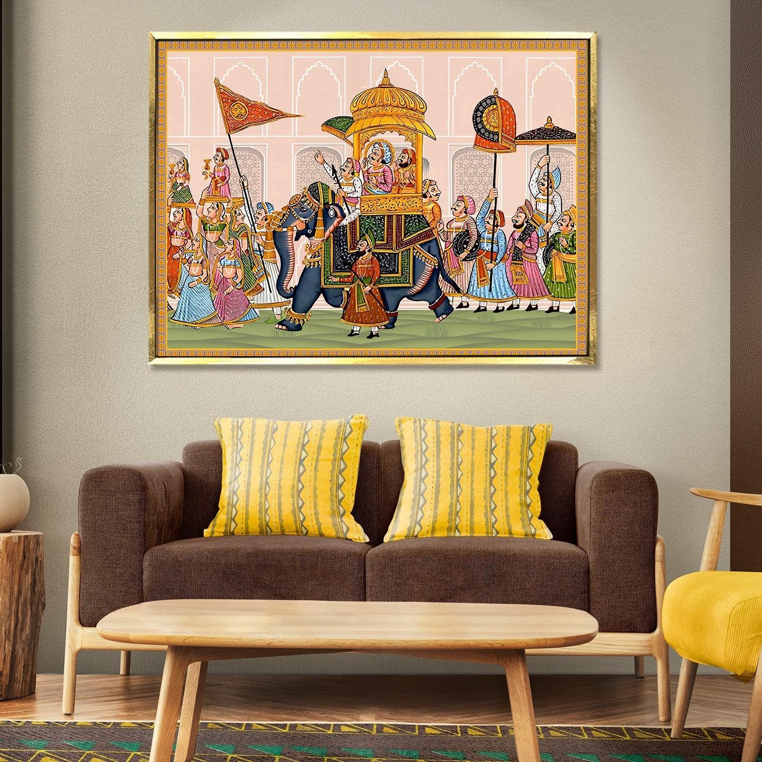 Indian Ethnic Traditional Wall Art Large Size Canvas Painting For Home and Hotels Wall Decoration. (ETHWA04)
