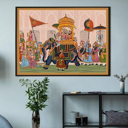 Indian Ethnic Traditional Wall Art Large Size Canvas Painting For Home and Hotels Wall Decoration. (ETHWA04)