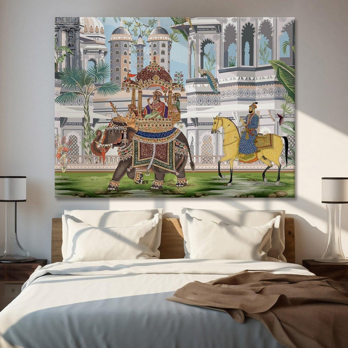 Indian Ethnic Traditional Wall Art Large Size Canvas Painting For Home and Hotels Wall Decoration. (ETHWA06)