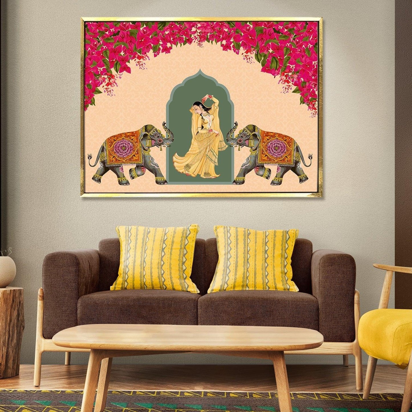 Indian Ethnic Traditional Wall Art Large Size Canvas Painting For Home and Hotels Wall Decoration. (ETHWA16)