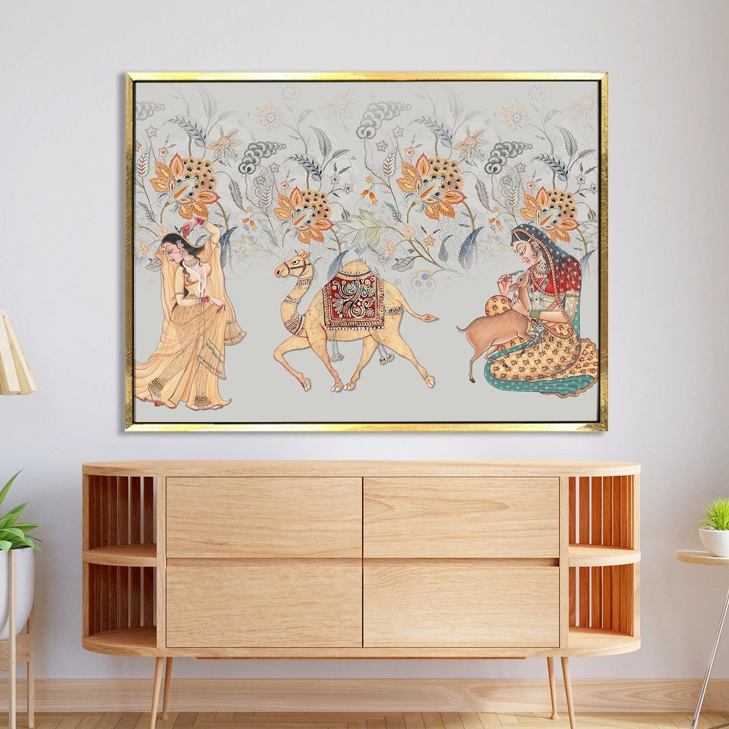 Indian Ethnic Traditional Wall Art Large Size Canvas Painting For Home and Hotels Wall Decoration. (ETHWA17)