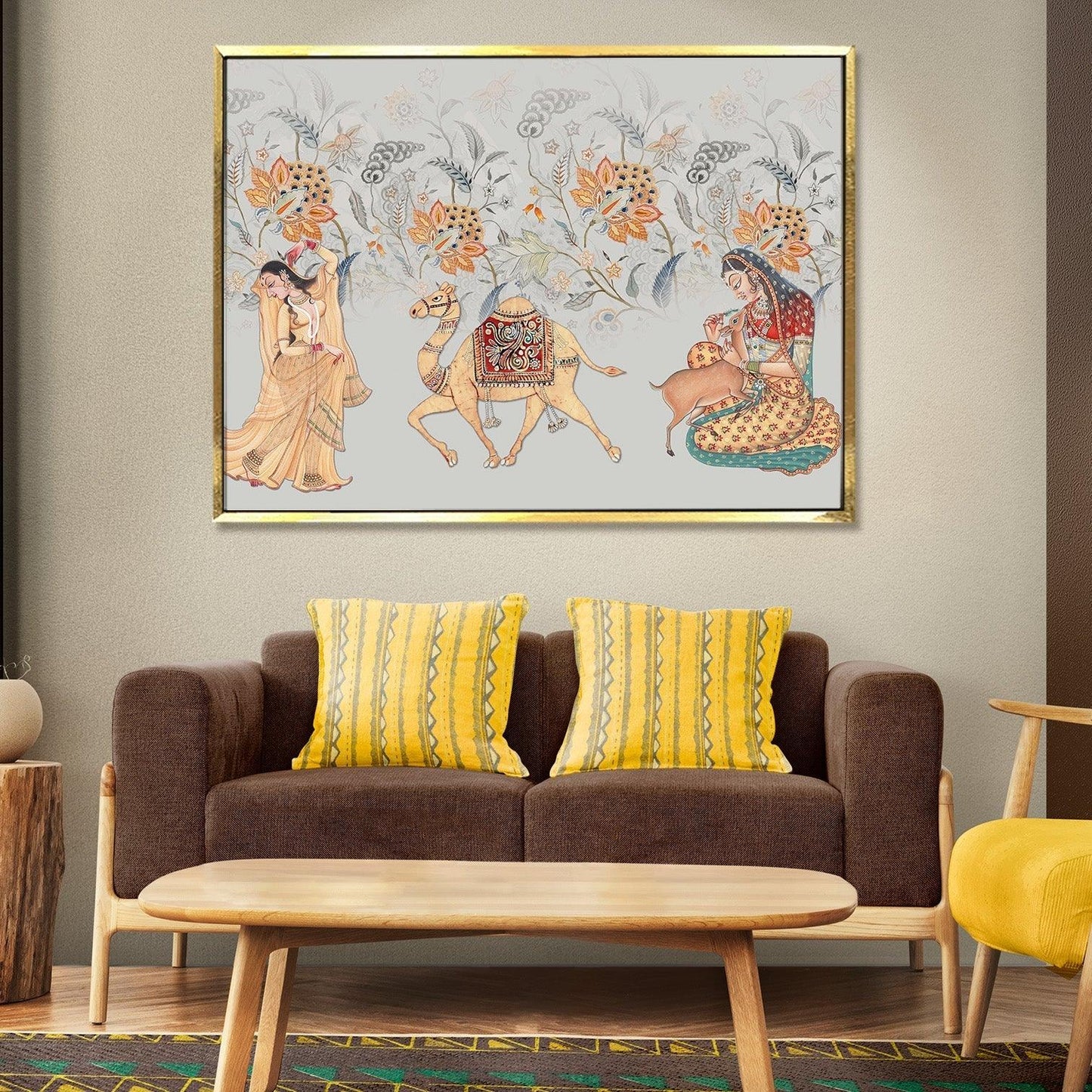 Indian Ethnic Traditional Wall Art Large Size Canvas Painting For Home and Hotels Wall Decoration. (ETHWA17)